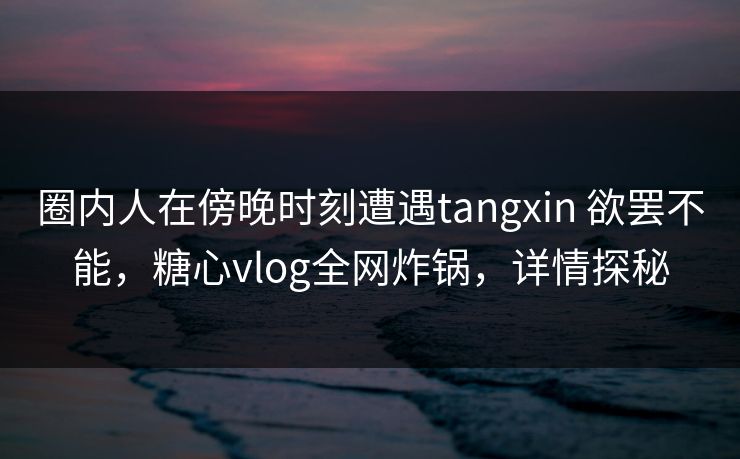 圈内人在傍晚时刻遭遇tangxin 欲罢不能，糖心vlog全网炸锅，详情探秘