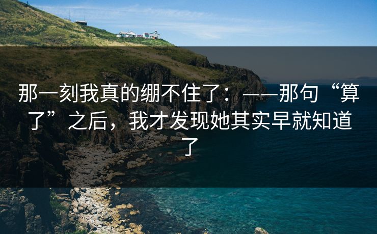 那一刻我真的绷不住了：——那句“算了”之后，我才发现她其实早就知道了